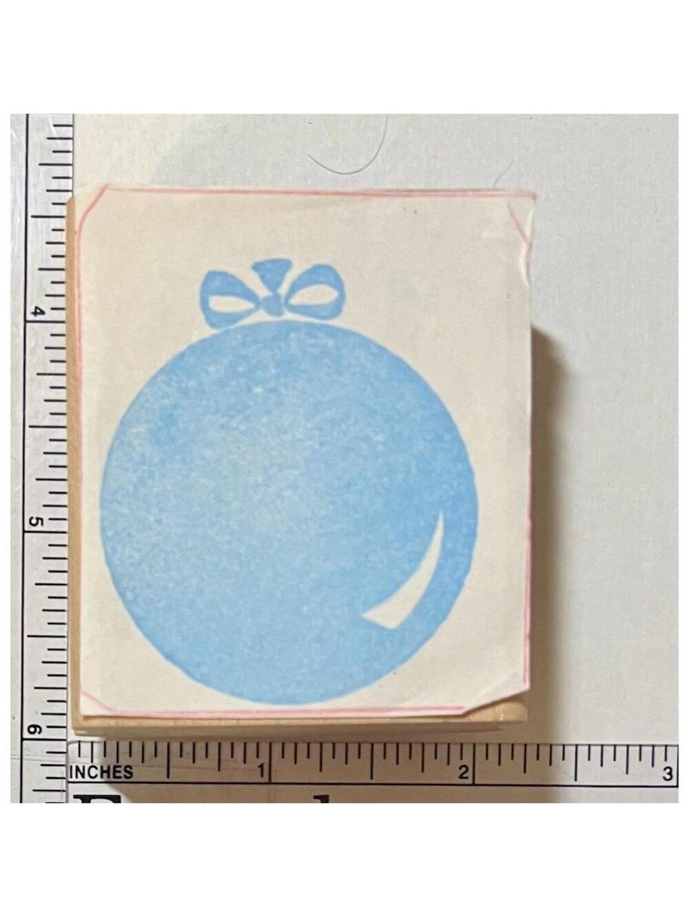 Kurt Adler Blue Christmas Ornament Rubber Stamp with Bow Craft Scrapbooking